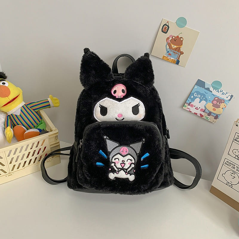 Sanrio Cute Backpack /Plush Backpack-Kuromi 1 each