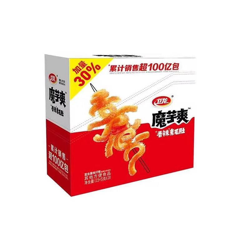 优品荟-卫龙魔芋爽素毛肚解馋小零食辣味零食休闲零食400g（20g*20）/盒