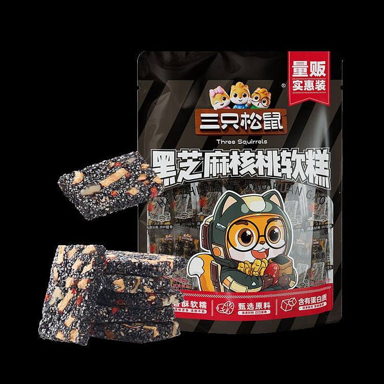 Three Squirrels Black Sesame Walnut Soft Cake 470g 470 g