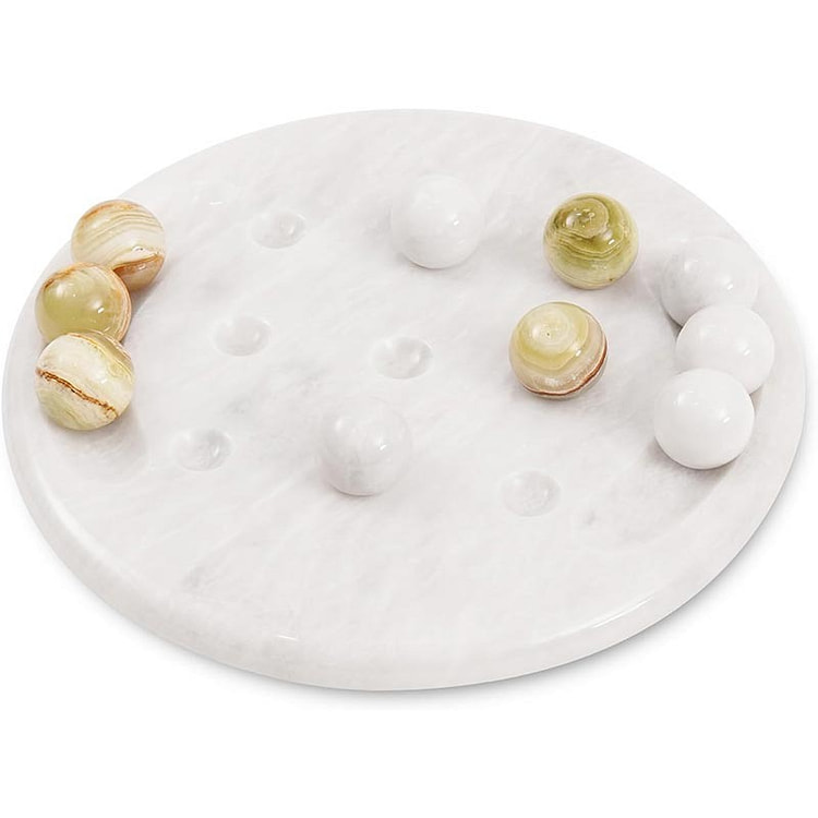 Radicaln Marble Tic Tac Toe Game, 10" White/Green