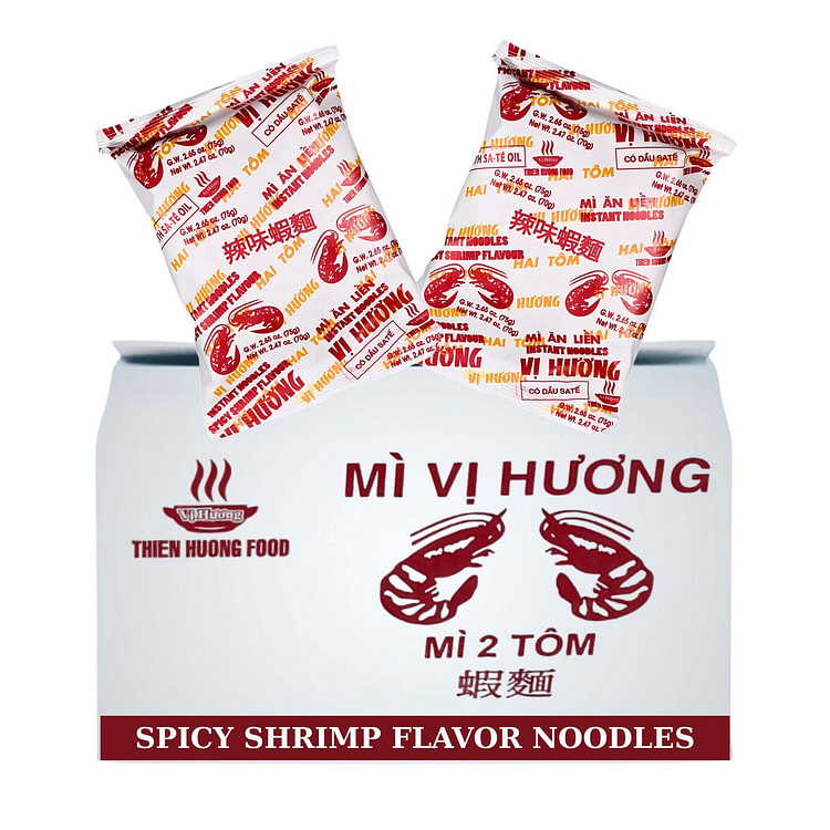 VI HUONG Spicy Shrimp Flavour Noodles 70g 100 Pack