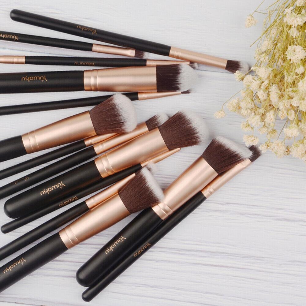 14Pcs Makeup Brushes Cosmetic Contour Foundation Eyebrow Black Gold Useful Tool 1 hộp