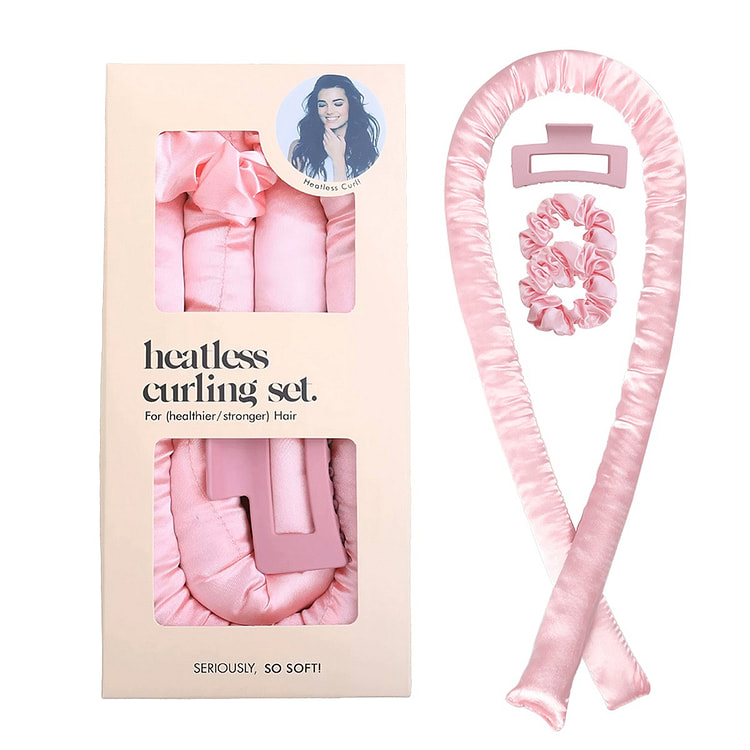 睡眠卷发神器缎面无热卷发棒懒人卷发器 盒装粉色 1 份