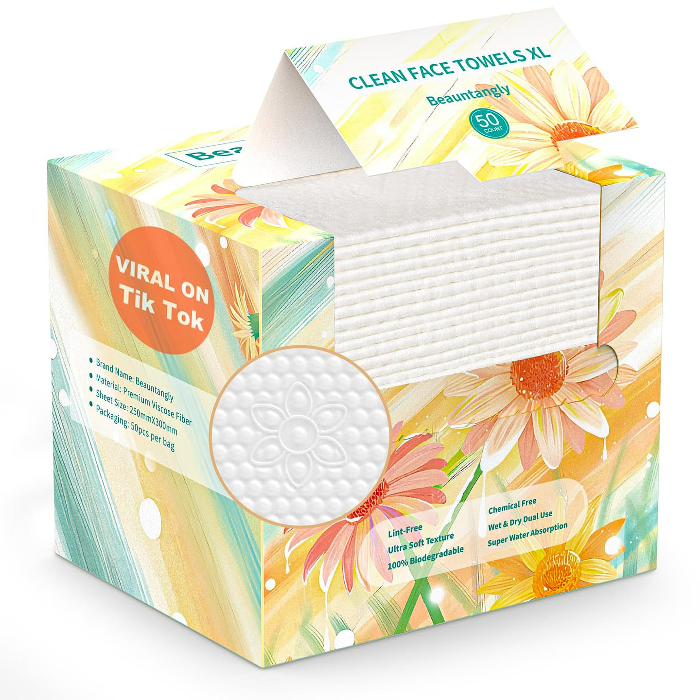 Disposable Face Towel, XL Facial Towelettes 50 Ct 1 ส่วน