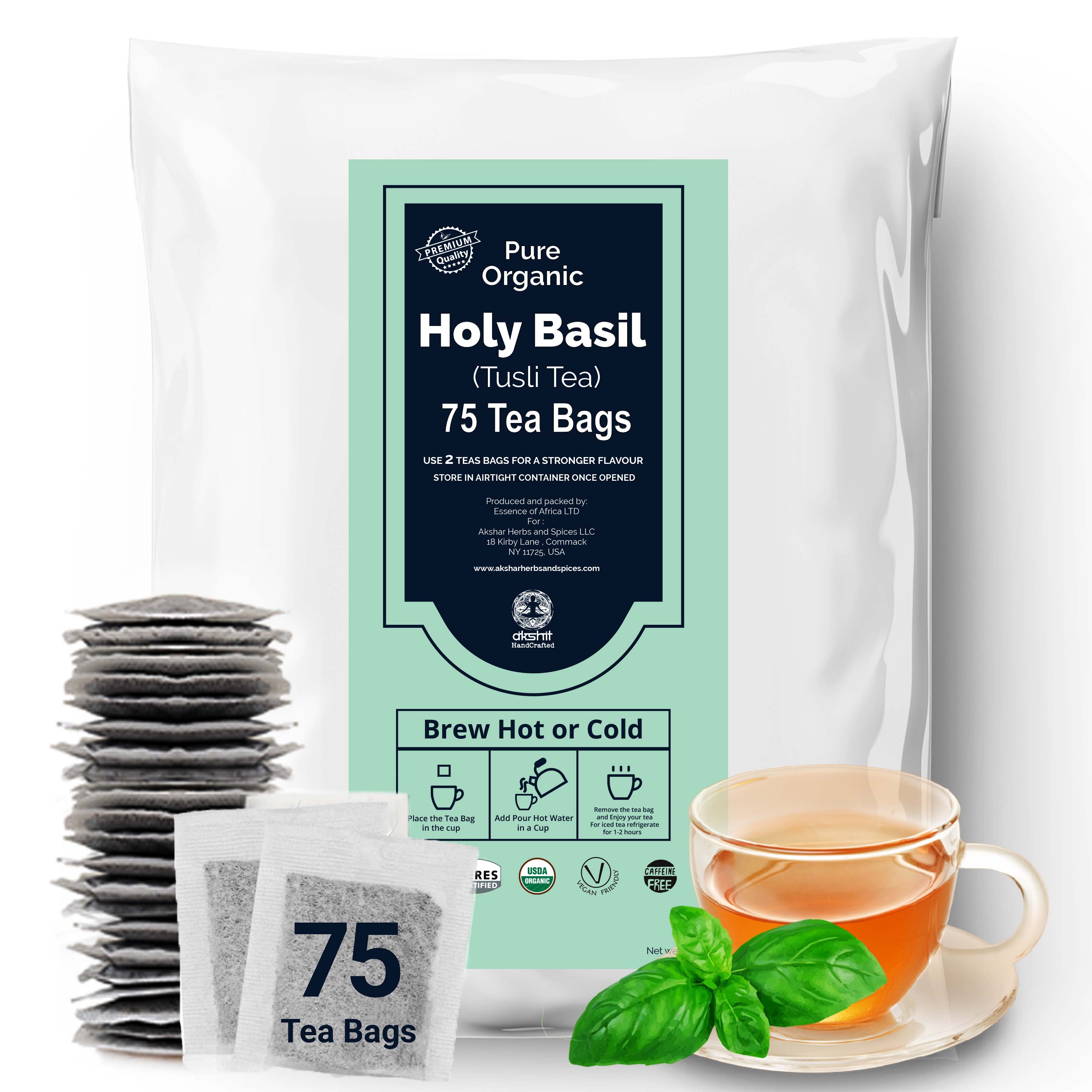 Get Organic Holy Basil Tea, 75 Tea Bags, Pure Holy Basil Leaves, Herbal Tea Delivered Weee