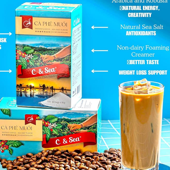 Le Plateau Coffee Viet Nam – C& Sea (Coffee & Sea) 4-in-1 Instant Coffee. 1 box