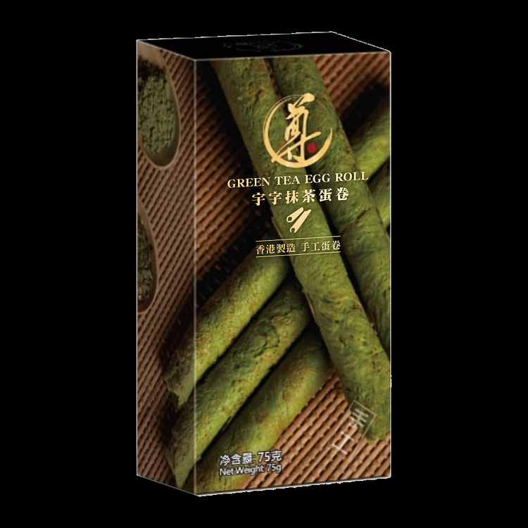 《尊》香港製造 手工蛋卷 6支紙盒裝 宇字抹茶味