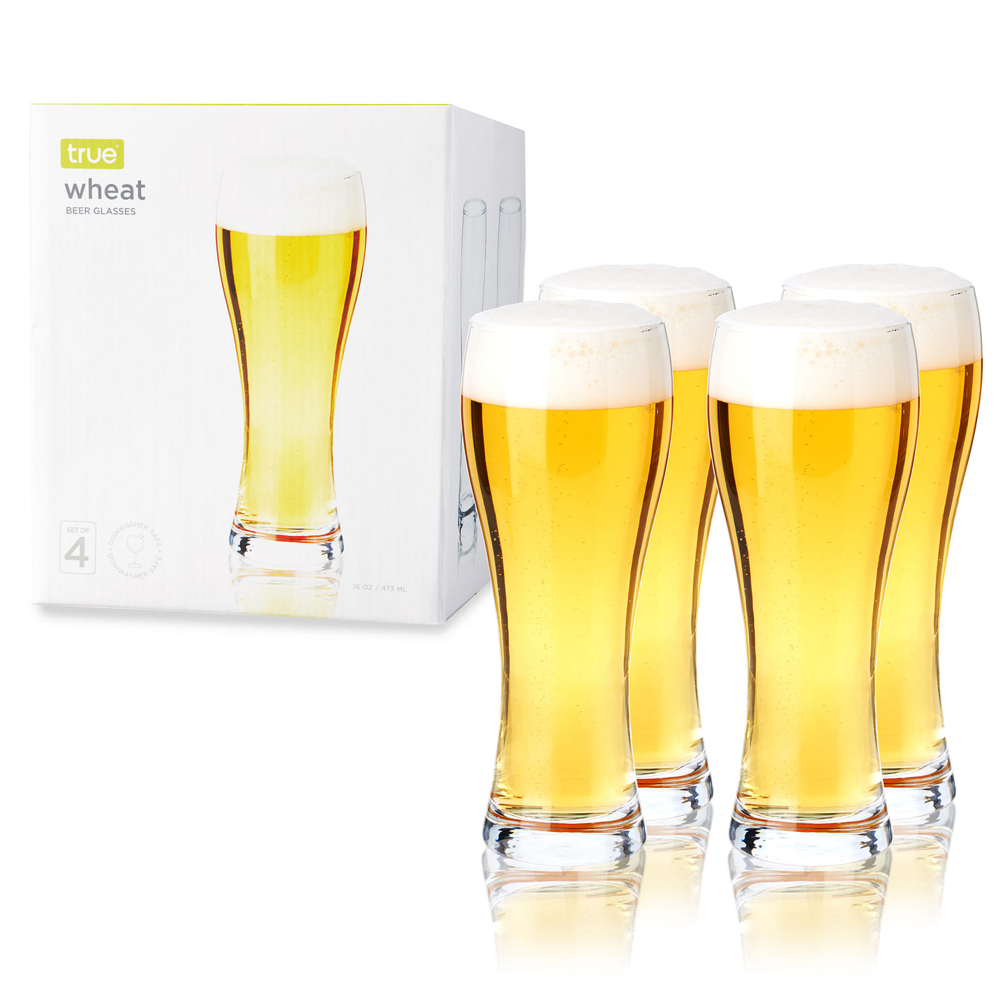Wheat Beer Glasses, Set of 4 by True 4 each