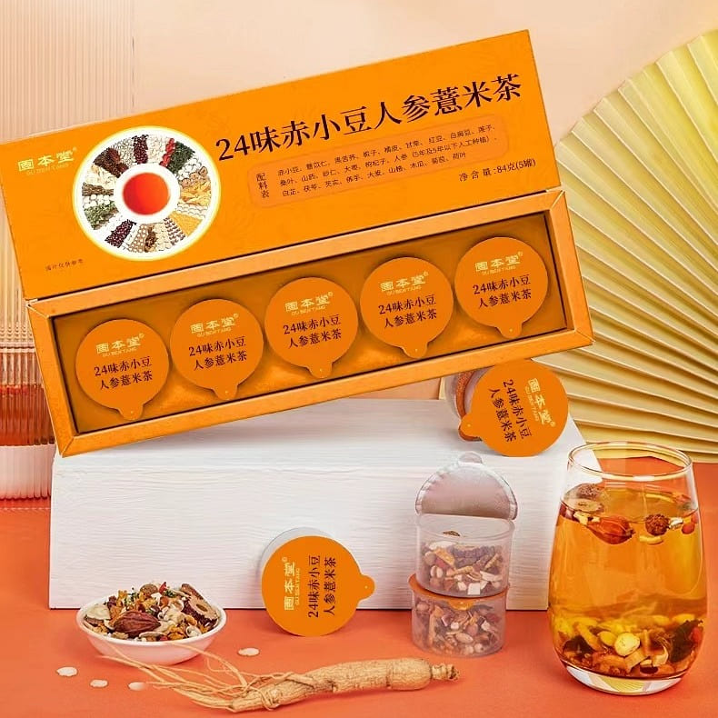 Gu Ben Tang 24 red bean ginseng Coix barley tea 84g*1 box 84 g