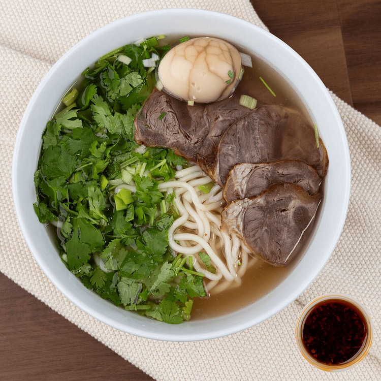 Beef Noodles w.Marinated Egg (Set aside chili oil) 1 each