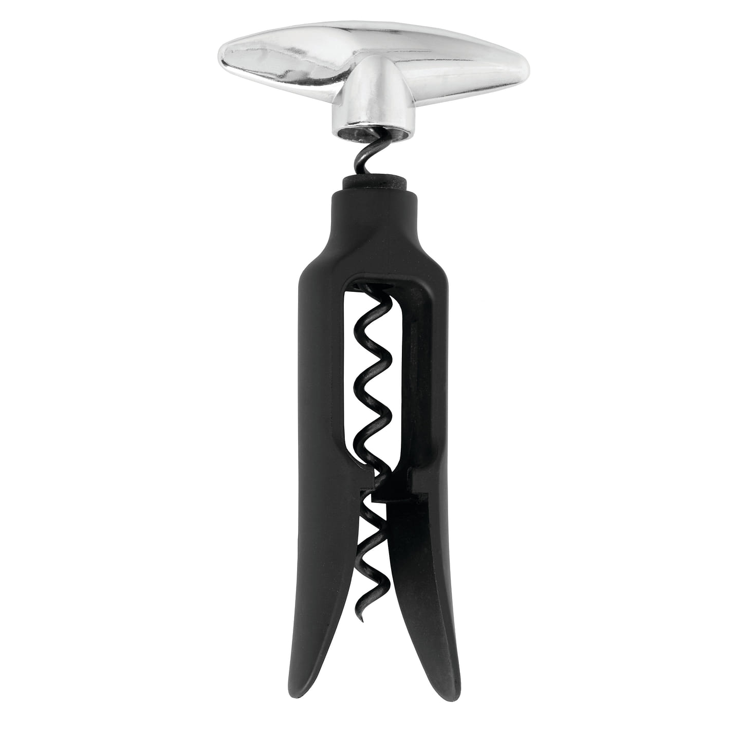 True Twister Self Pulling Compact Corkscrew Wine Bottle Opener – Ergonomic Easy-turn Key Bar Accessory, 6 Inches, Black 1 each