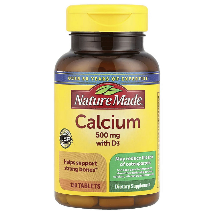 Nature Made Calcium 500mg with D3 130 Tablets 1 bottle