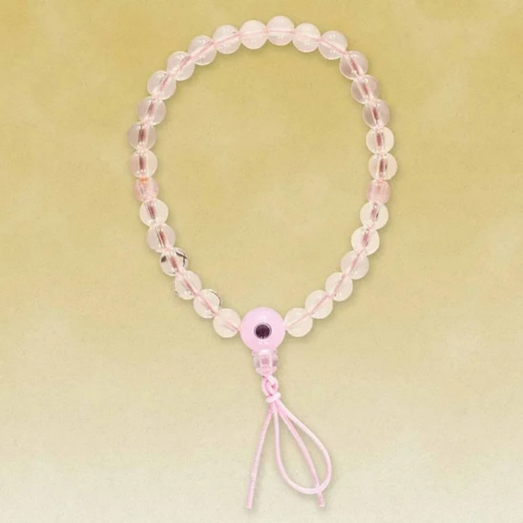 Sensoji Temple Amulet Praying for Good Luck Crystal Bracelet Pink