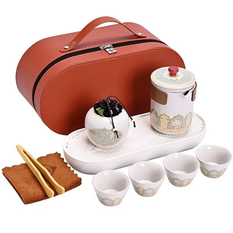 Travel tea set ancient rhyme oval bag [white] 1 box