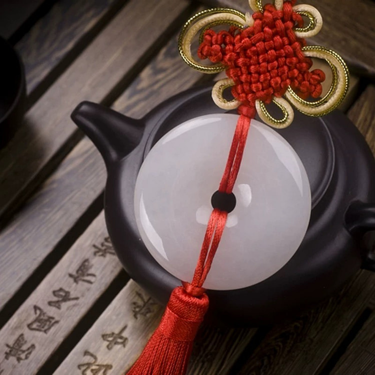 金边玉石手工平安扣中国结祝福挂饰 1 个
