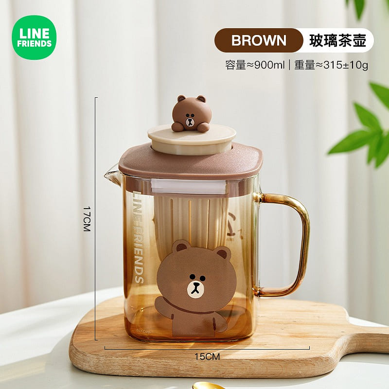 Brown Bear Glass Cold Water Kettle Tea Kettle Cooling Kettle One Kettle Two Cups 900 ml