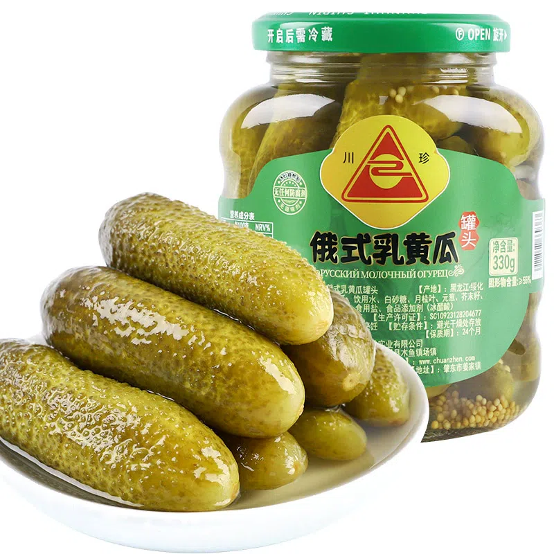 Sichuan Zhen Russian cucumber, pickled cucumber, canned cucumber, cucumber kimchi, sour crispy and refreshing rice with cucumber, 330g*1 can 330 g