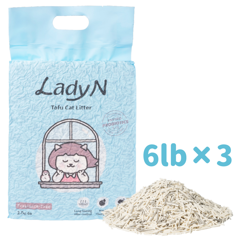 **寵物用品**Lady N 超凝小姐-臺灣益生菌除臭豆腐砂/貓砂 (純淨原味3入組) 18 磅