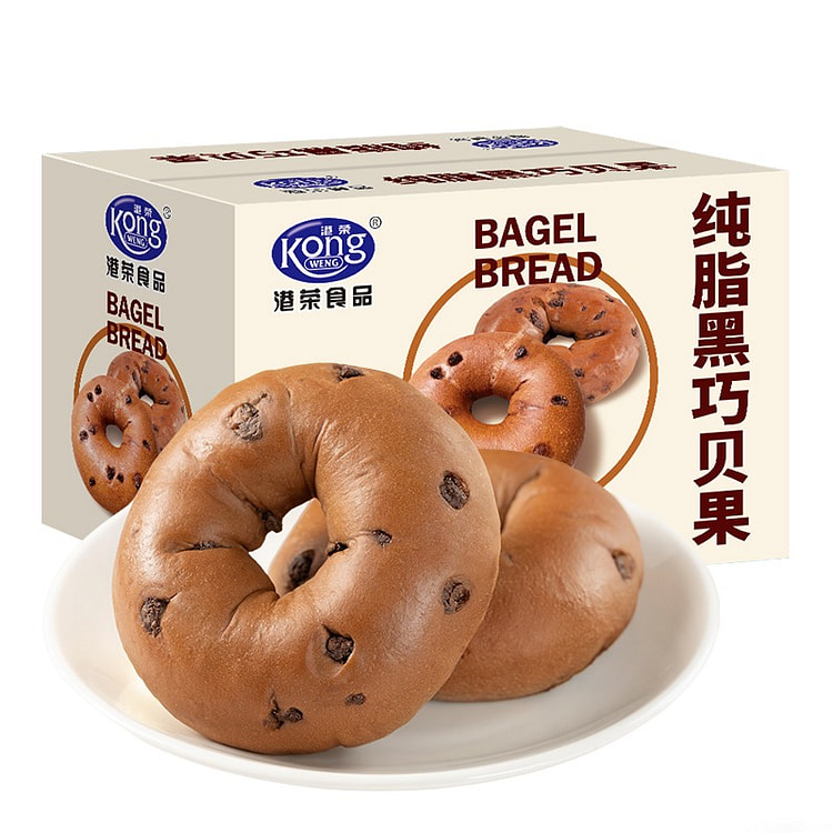 港荣纯脂黑巧贝果面包早餐下午茶夜宵糕点代餐糕点零食 420 克