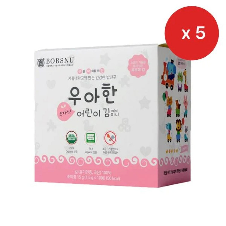 (Bundle) SNU Organic Unsalted Kids Seaweed 5 box
