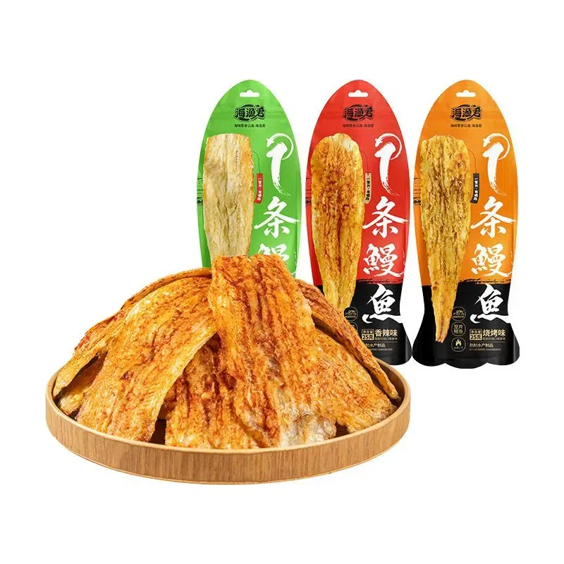 Whole dried eel with spicy BBQ and mustard flavor 75 g