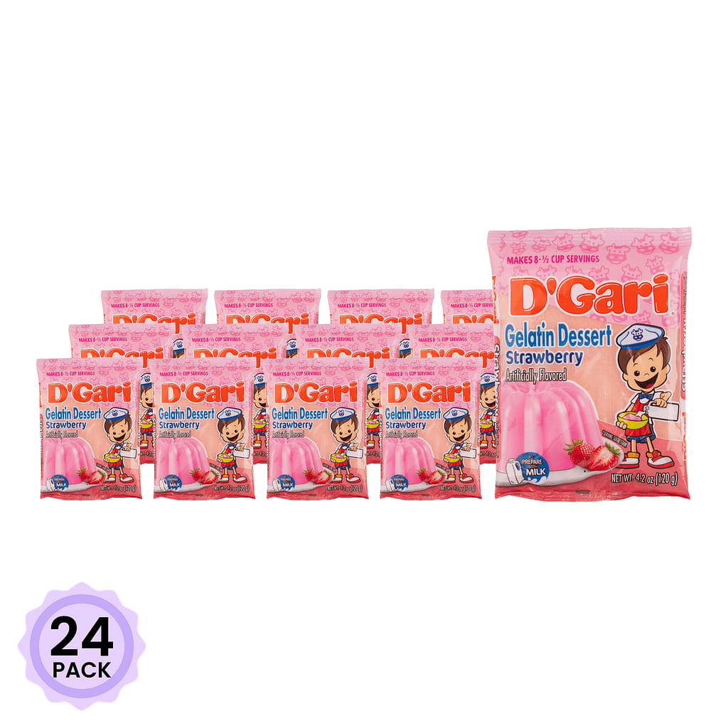 D’Gari Gelatin Dessert Milk Mix, Strawberry 4.2 oz*24 pack