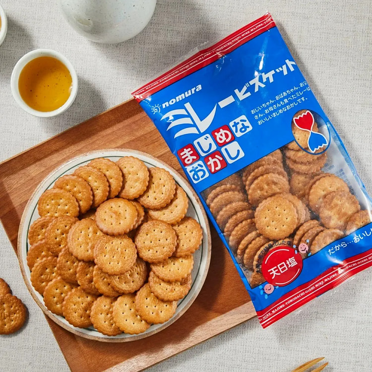 野村 天日海盐小圆饼 日本进口 120 克