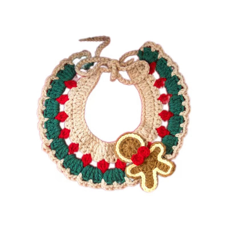 Christmas Pet Accessories Bib Pendant/Cat & Dog Wool Decoration-B25 Gingerbread 1 count