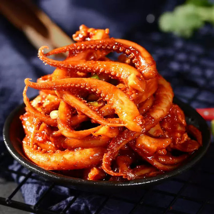 Spicy sizzling squid whiskers