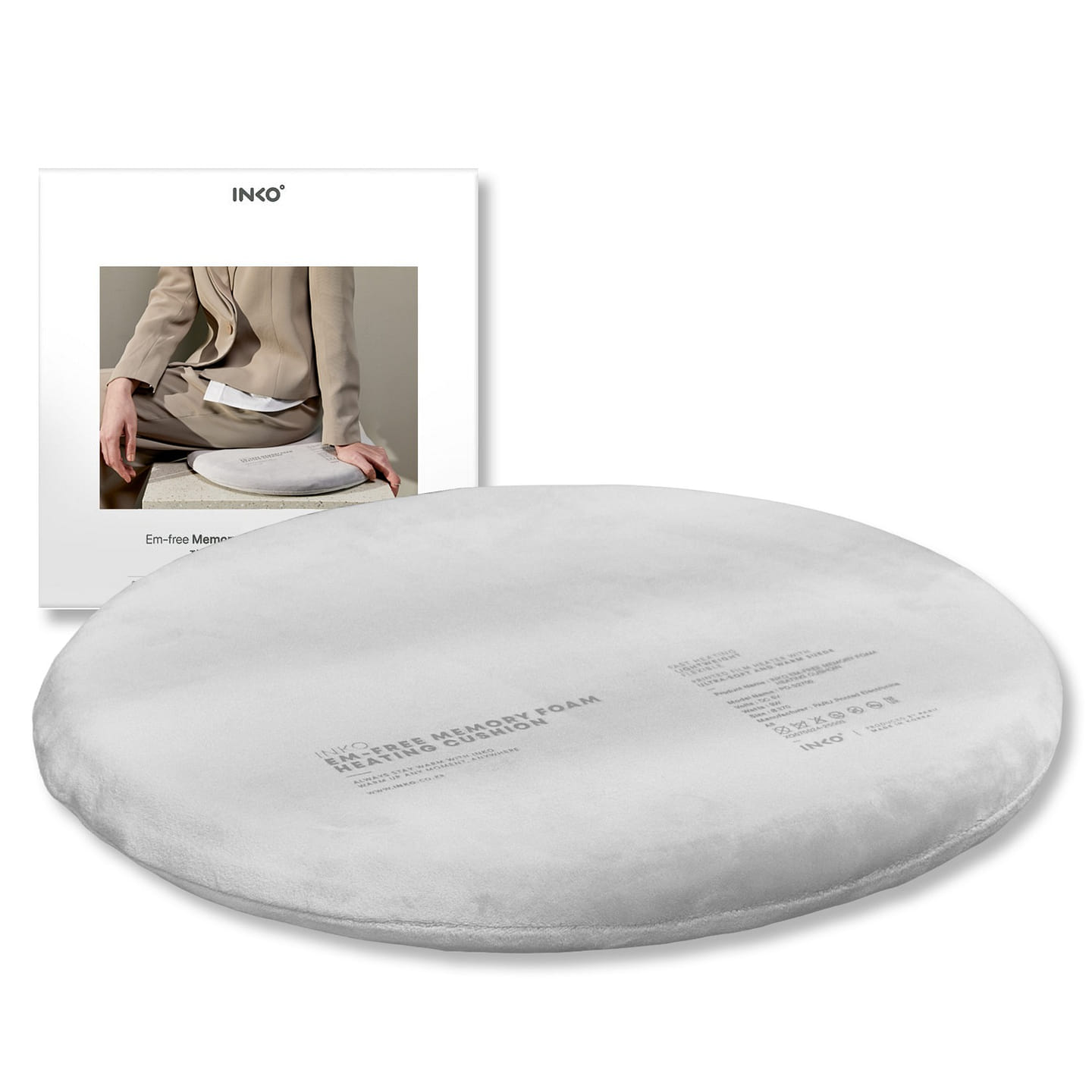 INKO Memory Foam Electric Heated Seat Cushion Pad – USB Powered Heating Pad 1 count