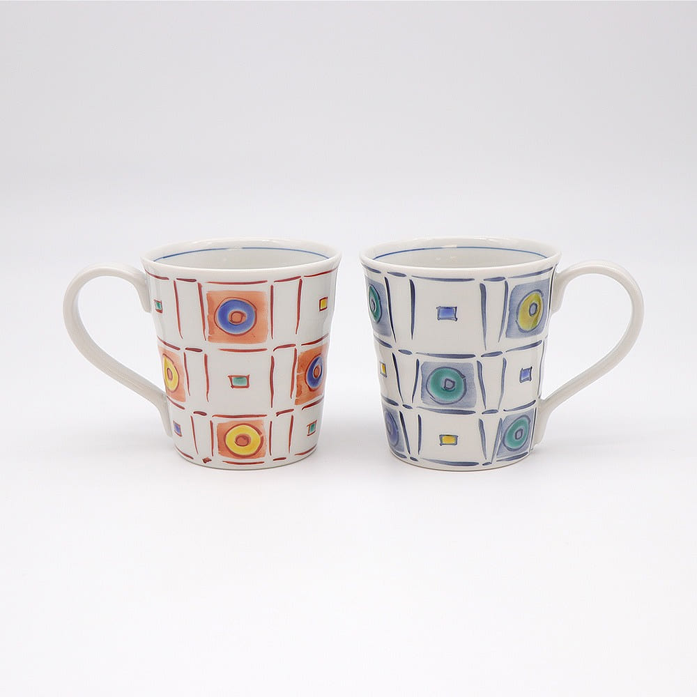 Kutani Ware Handmade Mug Cup 2set (Tile, 3.27" x 3.35") Made in Japan 2 each