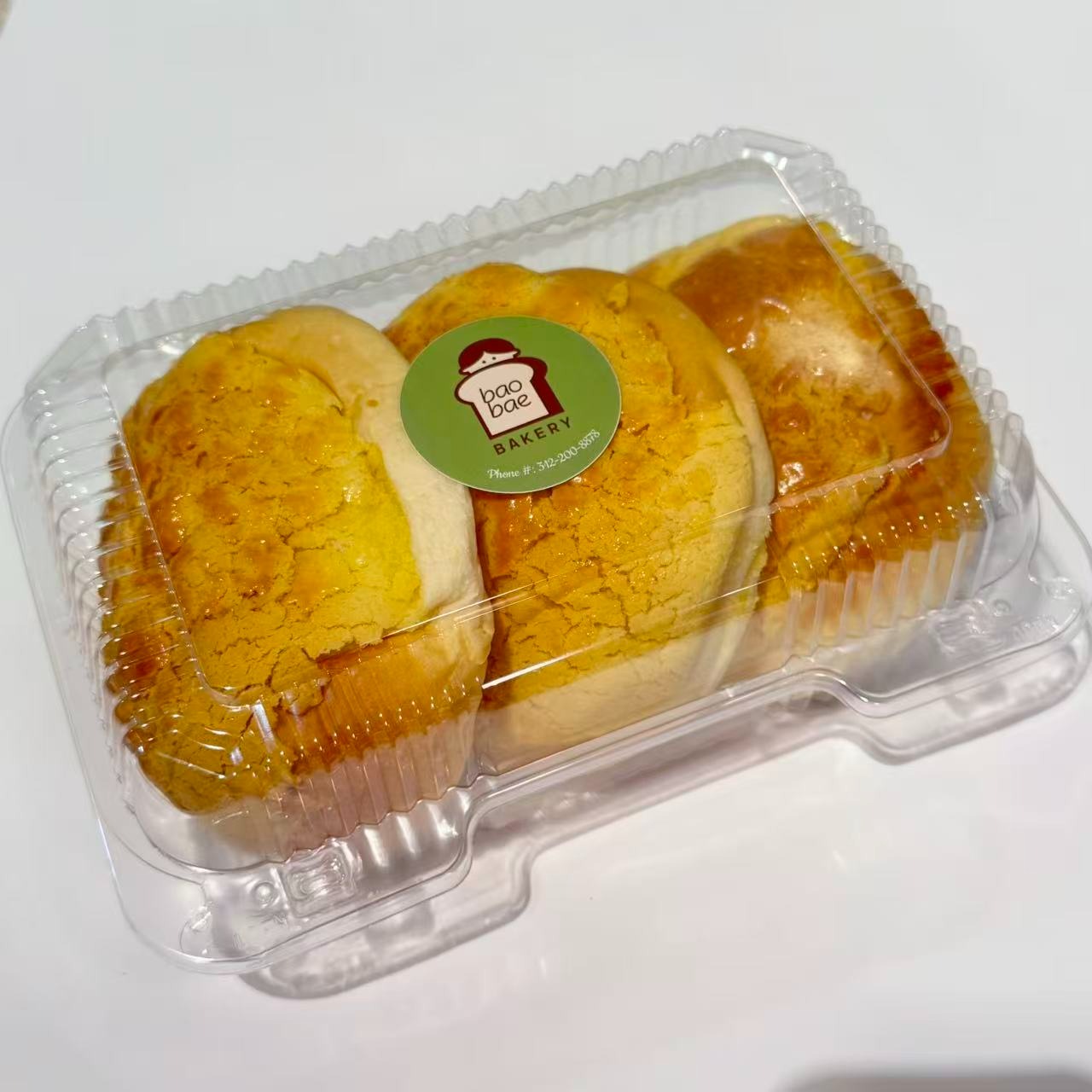 菠萝包 3个装 塑料盒防压扁 1 个