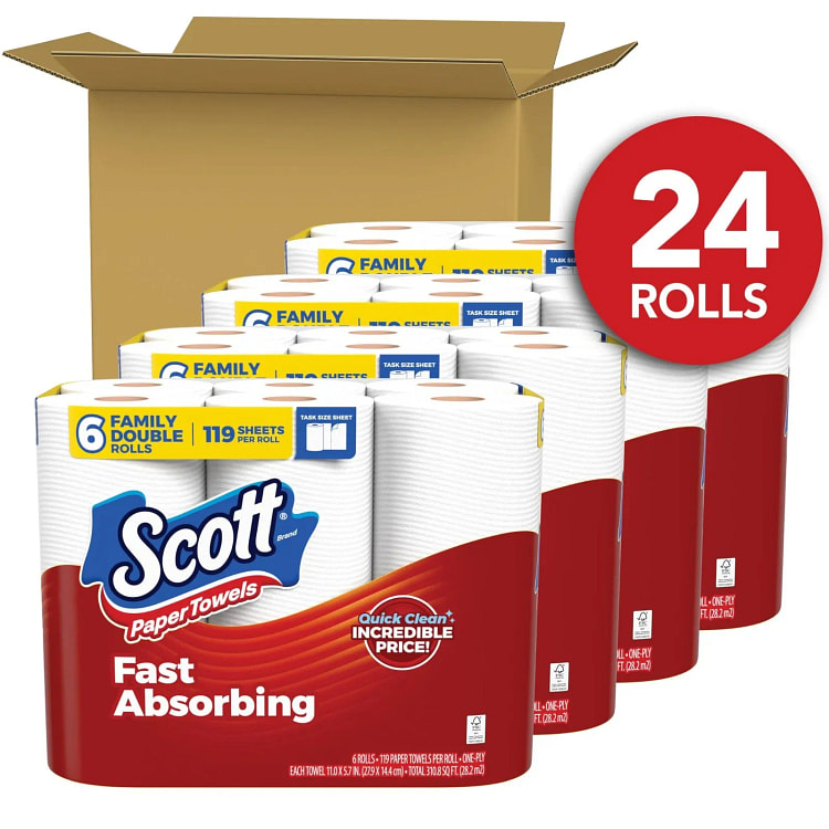 Scott Paper Towels, Task Size, 24 Family 119 Sheet 24 pack