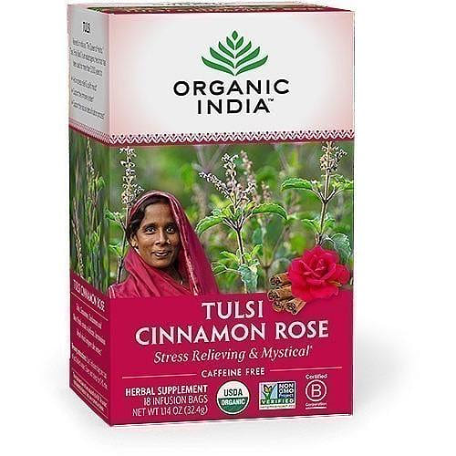 Organic India Tulsi Cinnamon Rose Tea, 18 tea bags 18 count