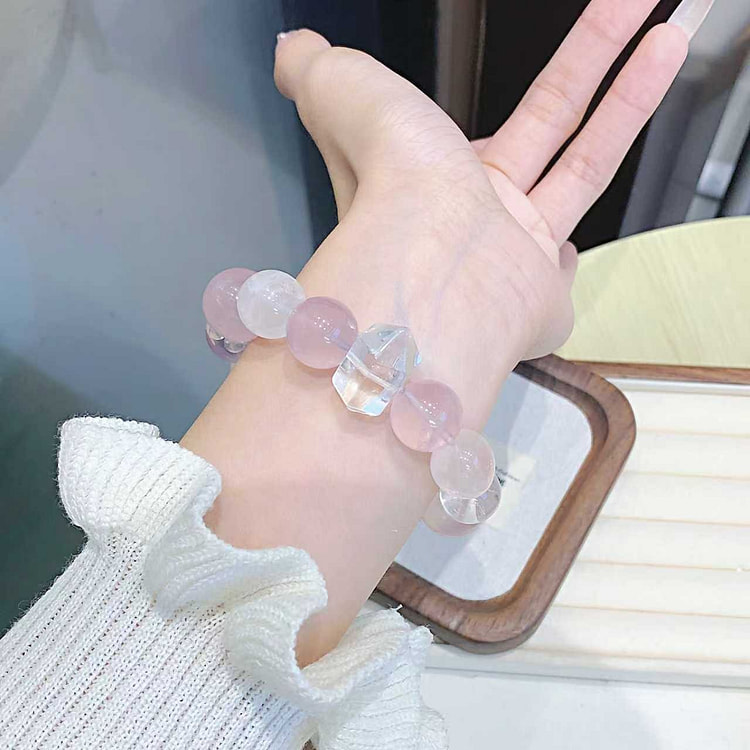 天然粉水晶超大珠手串 1条 1 箱