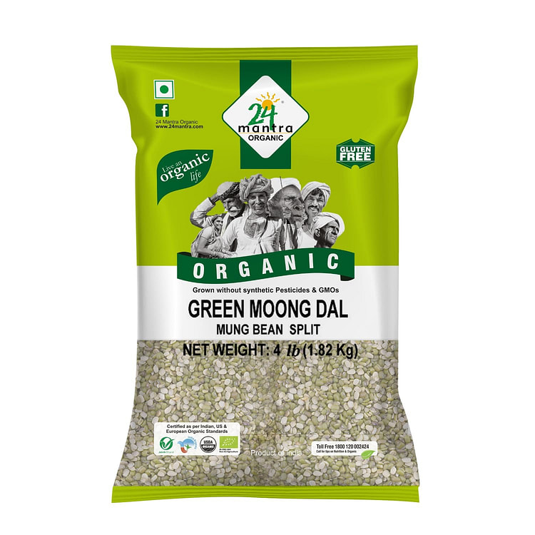 24 Mantra Organic Green Moong Split 4lb 1 pack