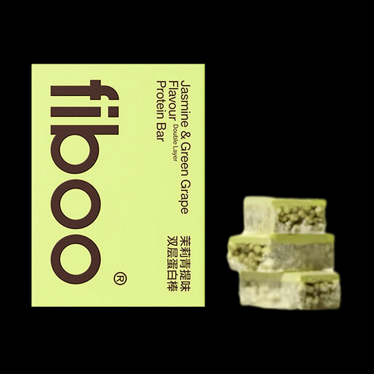 FIBOO 双层蛋白棒#茉莉青提味控卡能量棒5支入