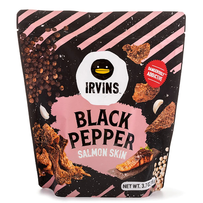 Irvins Black Pepper Salmon Skin 105 g 1 each