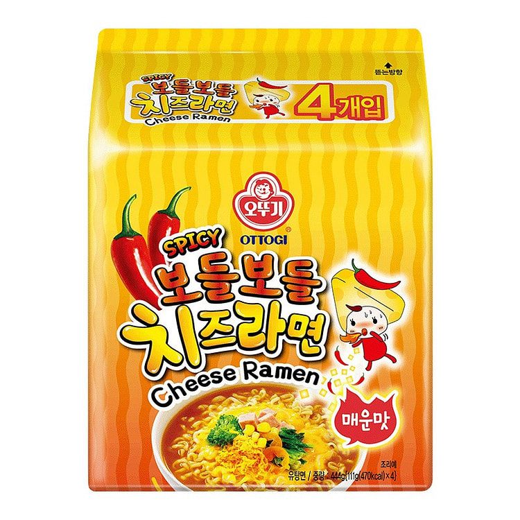 Ottogi Cheese Ramen 111g*4 pack spicy cheese noodle soup