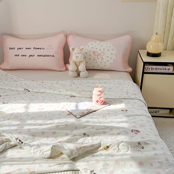 Whimsy Friends Cooling Quilt Puppy Garden-Twin 2000 グラム