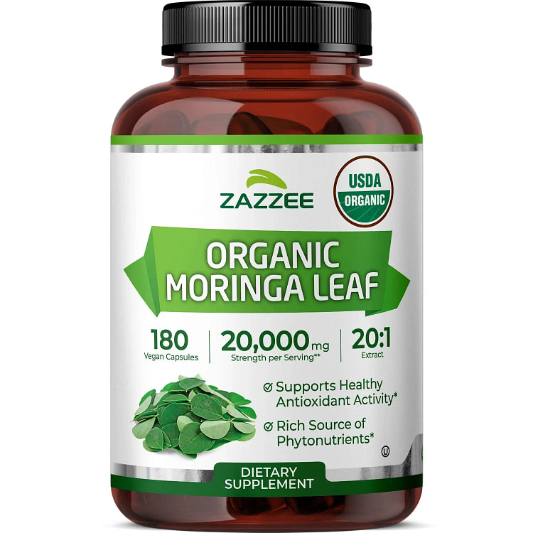 Zazzee Organic Moringa 20:1 Extract, 20,000 mg Str 1 bottle