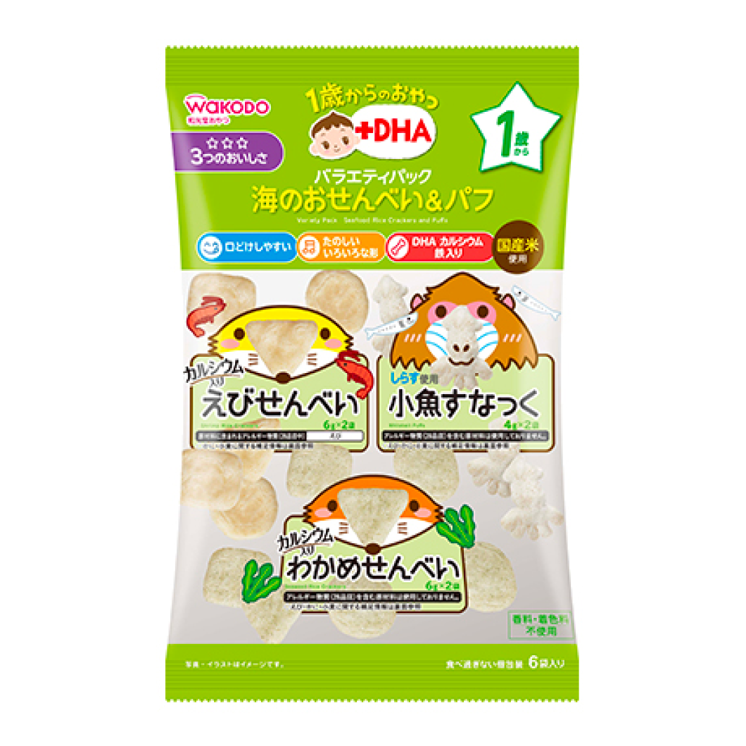 Get Wakodo Snacks from 1 year old+DHA Variety Pack Sea rice cracker ...