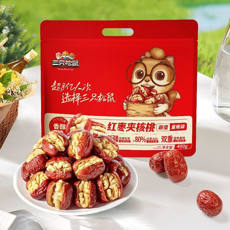 三只松鼠枣夹核桃400g红枣坚果仁孕妇零食健康营养 400 克