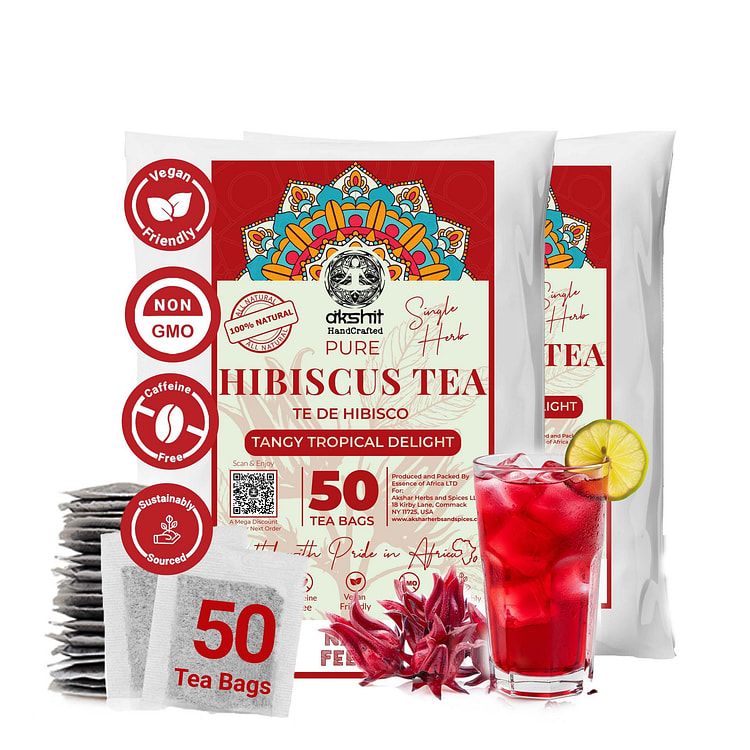 100 Hibiscus Tea Bags, Herbal Tea, Caffeine Free 100 count