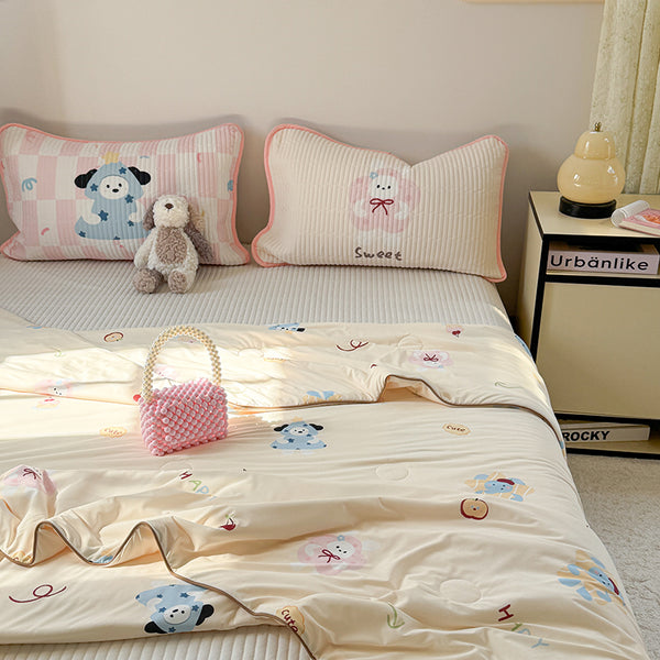 Cooling Quilt Puppy Smile 4Pcs Set Twin Size 2000 g