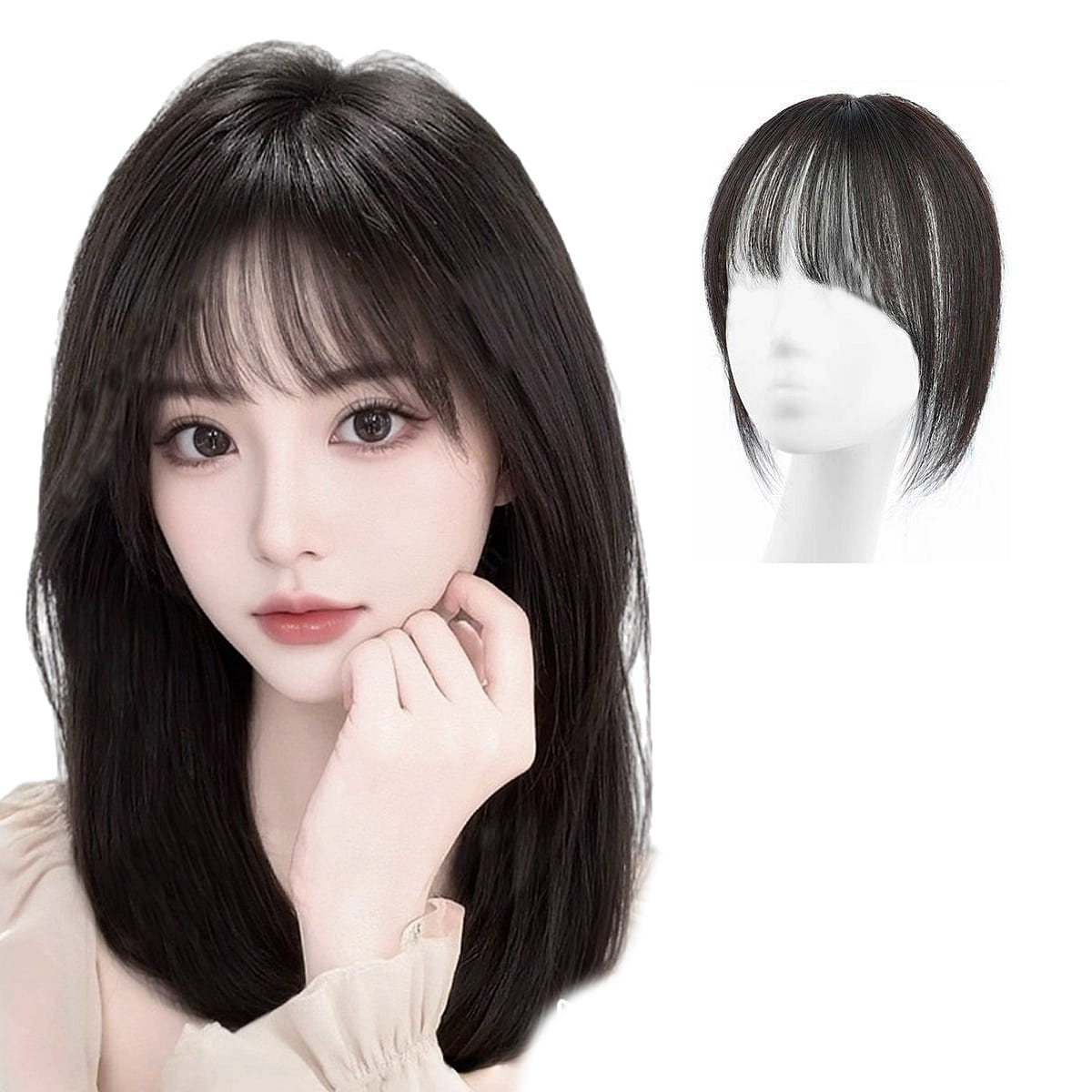 100% Real Hair Bangs Style, Natural Color 1 each