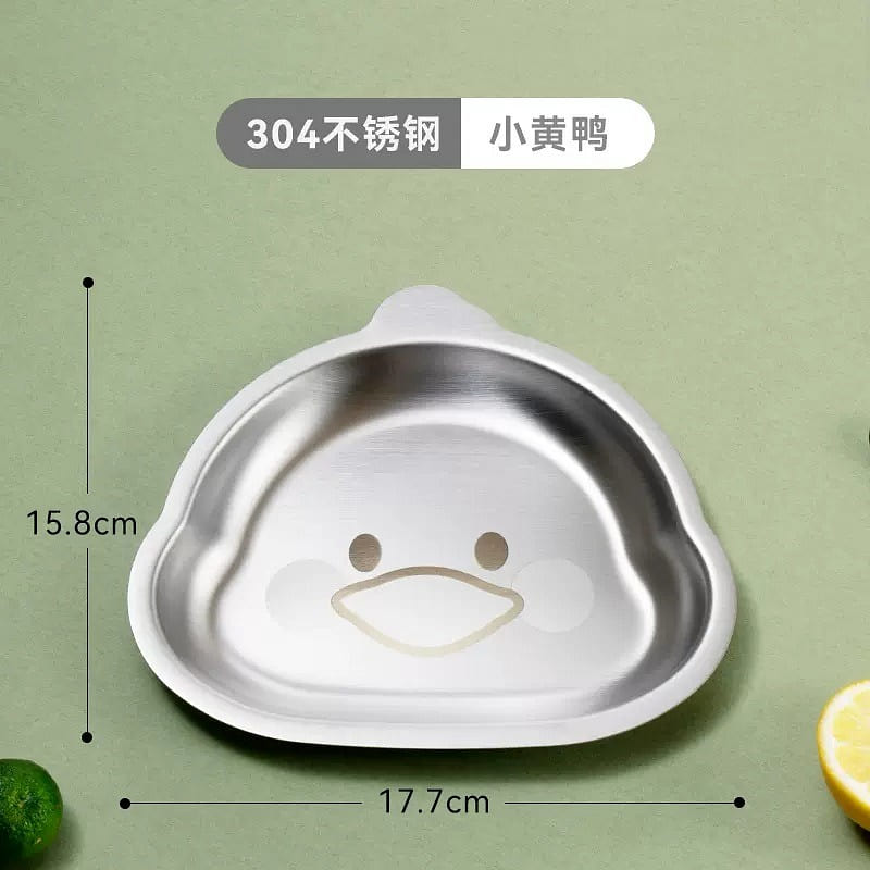 Cute Animal Stainless Steel Dinner Plate-Duck 2 Pc 1 each