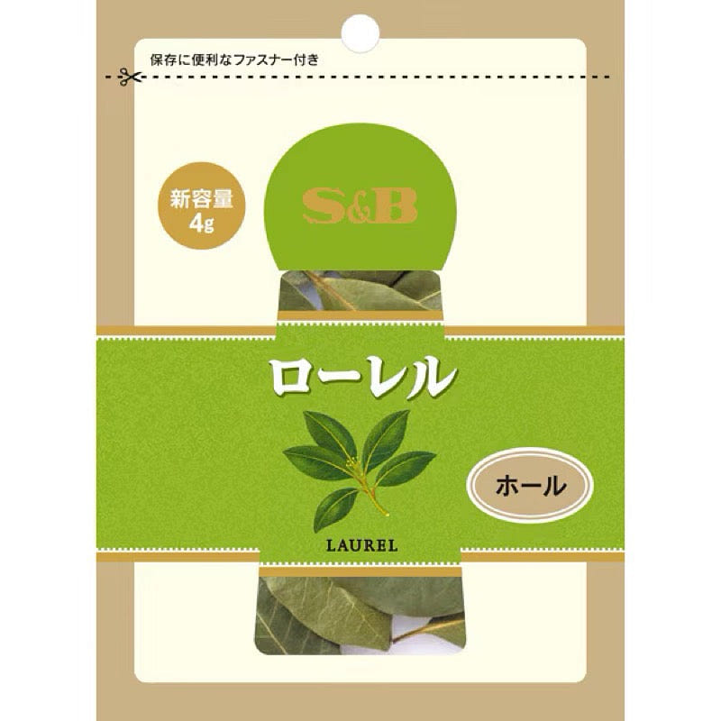 S&B SPICE&HERB Whole Bay Leaves Resealable Bag 4g 1 each