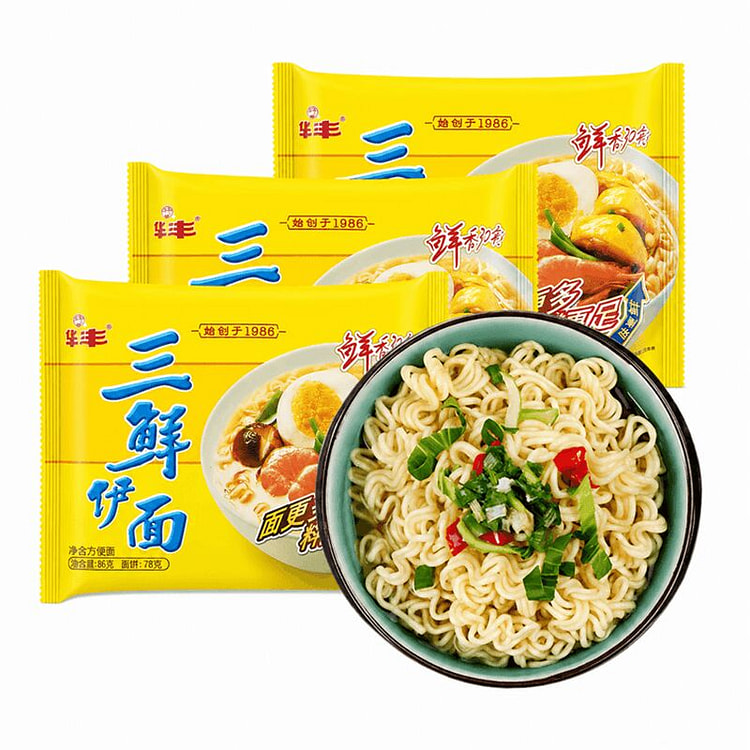 Three-flavour instant Yi noodles, crispy quick sna 86 g*3 pack