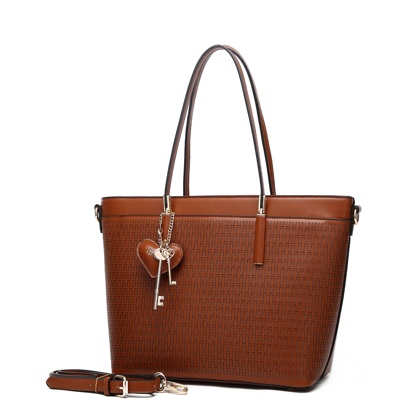 Sacred Love Wings Crystal Vegan Leather Tote Bag + Wallet [RA8869+RAW8868-BN] 1 each